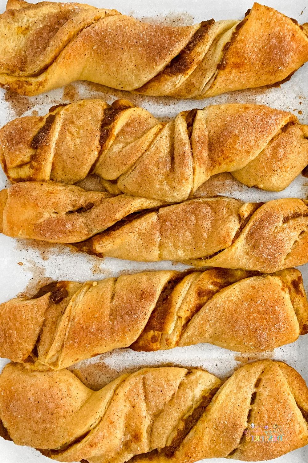 Pumpkin strip pastries in a baking sheet