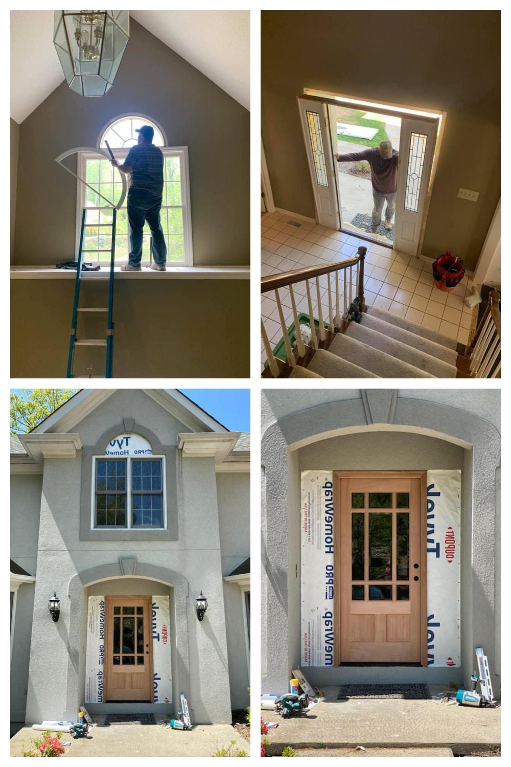 exterior house remodel update with new door collage