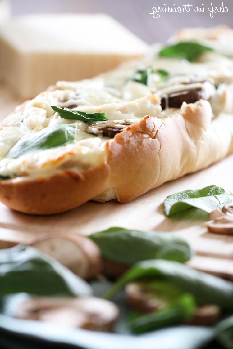 Spinach Chicken Alfredo French Bread Pizza on chef-in-training.com ...Super easy and great dinner for those busy days when there is no time for the kitchen! A family favorite! #dinner #recipe #pizza