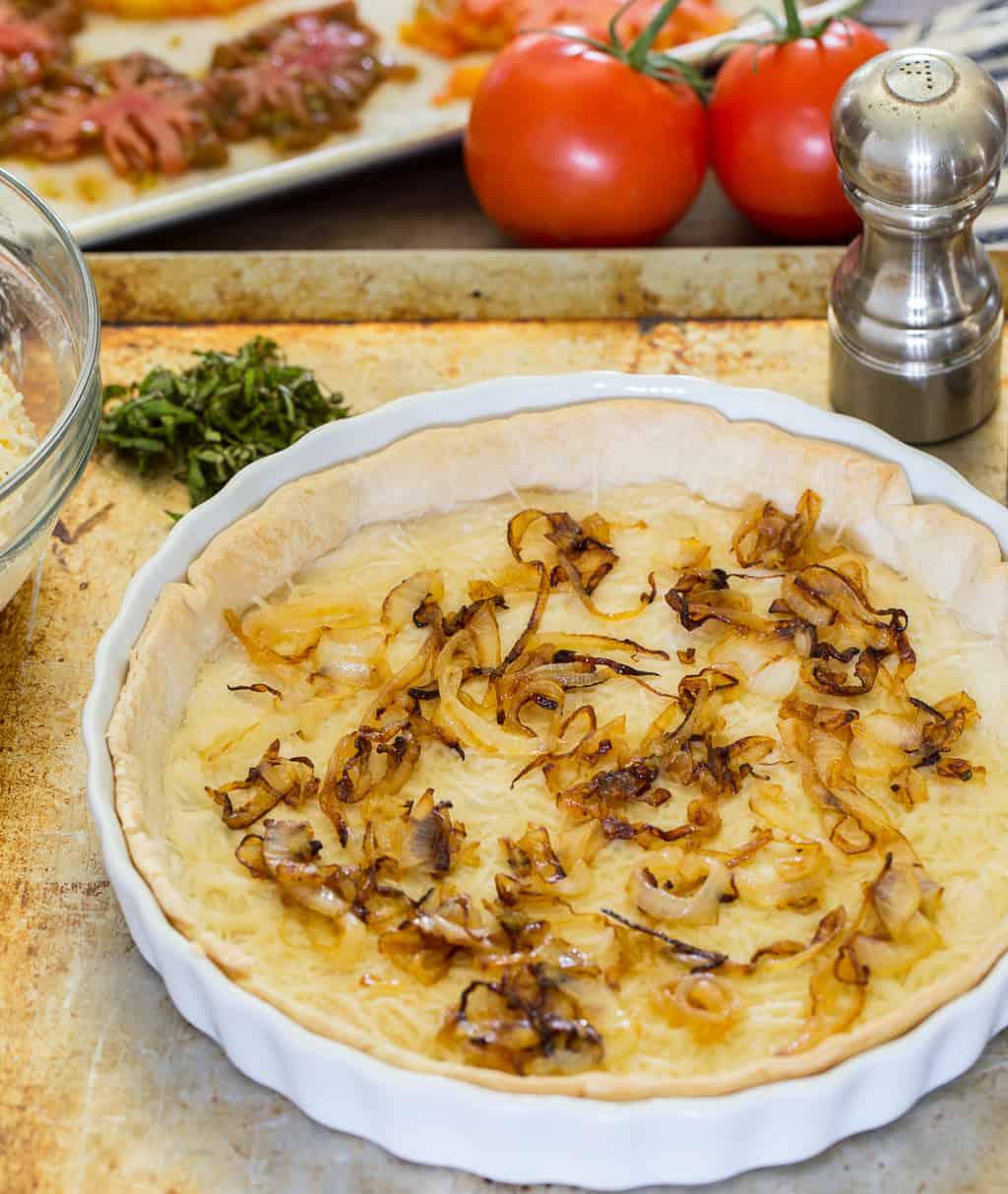 southern tomato pie onion layer